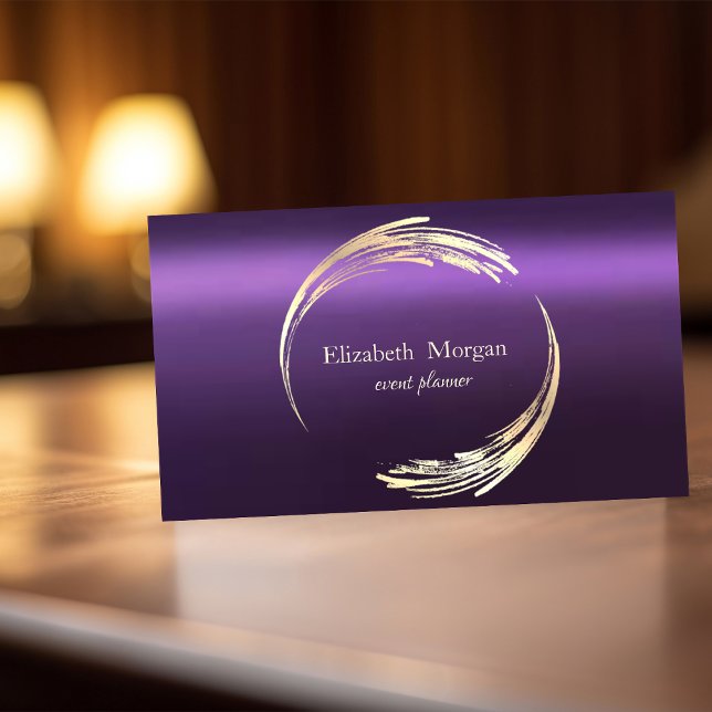 Elegant Modern Gold Circle Purple Business Card (Creator Uploaded)