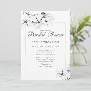 Elegant Modern Gold Classy Magnolia Bridal Shower Invitation