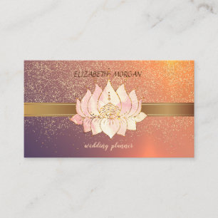Elegant Modern Gold Confetti Lotus Business Card