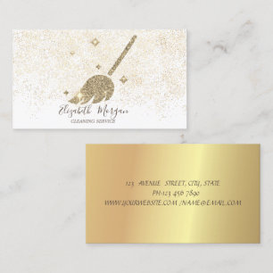 Elegant Modern Gold Confetti Maid Cleaning House  Business Card