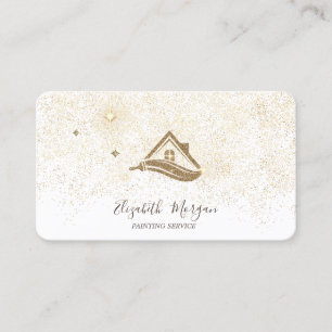 Elegant Modern Gold Confetti Painting Service Business Card