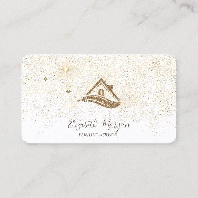 Elegant Modern Gold Confetti Painting Service Business Card (Front)