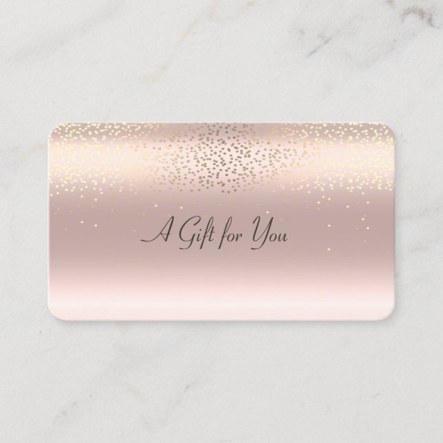 Elegant Modern Gold Confetti Shiny Rose Gold Discount Card (Front)