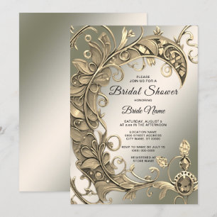 Elegant Modern Gold Decorative Bridal Shower Invitation