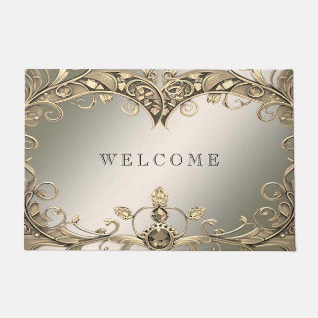 Elegant Modern Gold Decorative Doormat (Front)