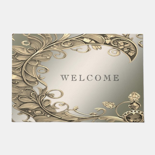 Elegant Modern Gold Decorative Doormat (Front)