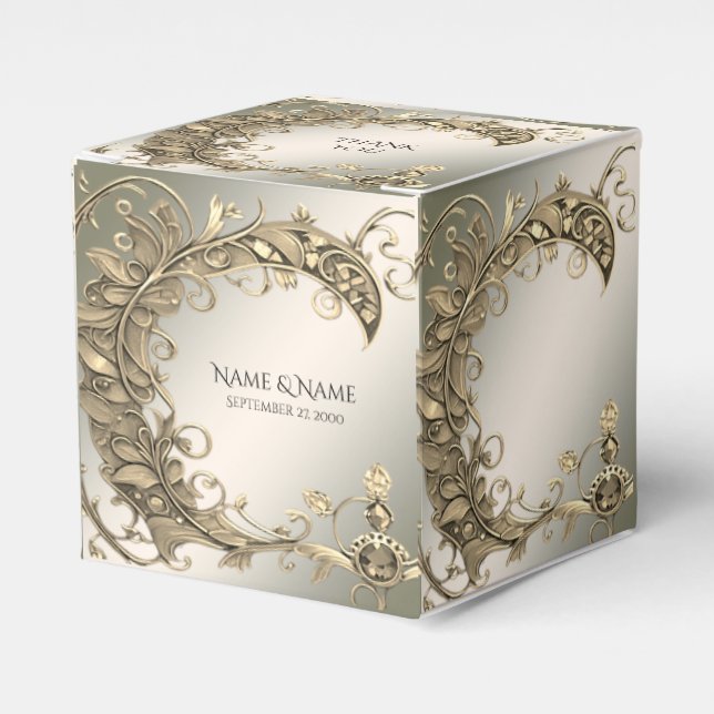Elegant Modern Gold Decorative Favour Box (Front Side)