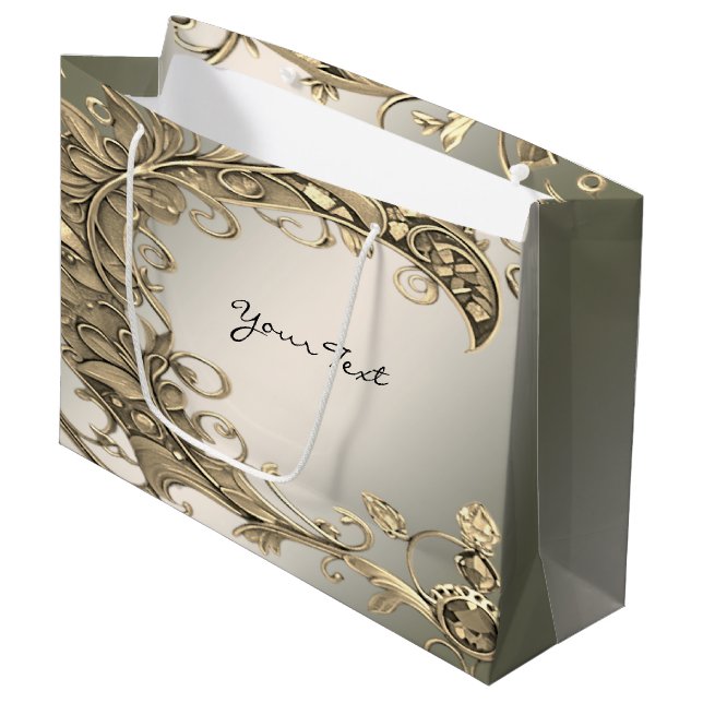 Elegant Modern Gold Decorative Gift Bag (Front Angled)