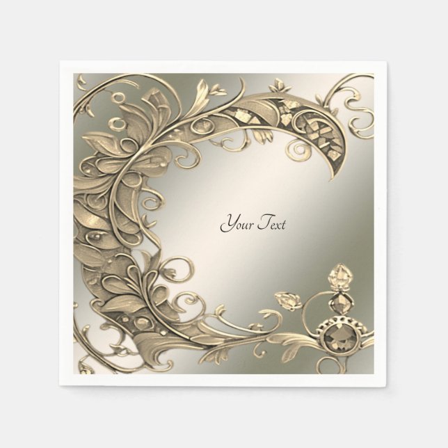 Elegant Modern Gold Decorative Napkins (Front)