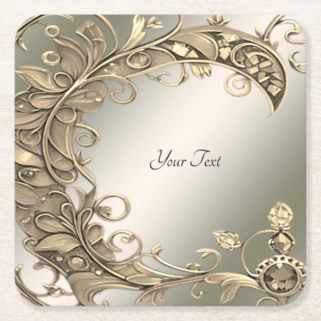 Elegant Modern Gold Decorative Paper Coaster (Front)