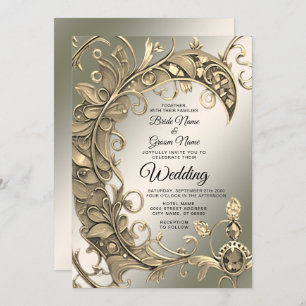 Elegant Modern Gold Decorative Wedding Invitation