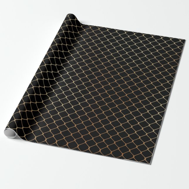 Elegant Modern Gold Fence Chain Pattern | Wrapping Paper (Unrolled)