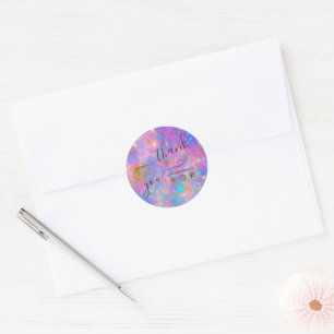 Elegant Modern Gold Fire Opal Stone Thank You Classic Round Sticker