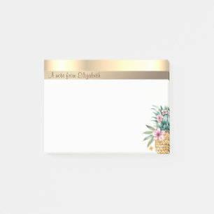 Elegant Modern Gold Floral Pineapple Post-it Notes