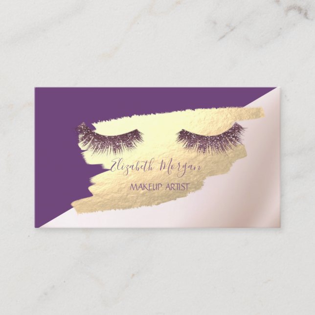 Elegant,Modern,Gold Foil Brush Stroke,Lashes Business Card (Front)