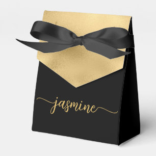 Elegant Modern Gold Foil Monogram Name Script Favour Box