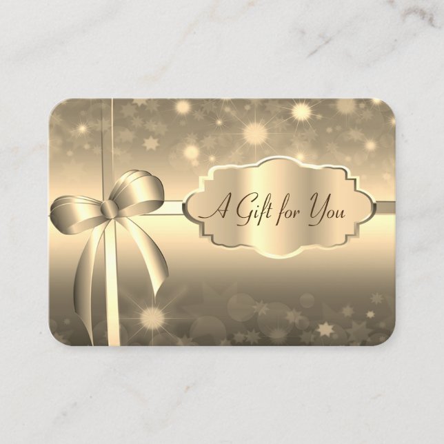 Elegant Modern Gold Frame,Bow Discount Card (Front)
