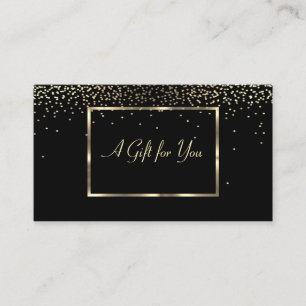 Elegant Modern Gold Frame, Confetti Black Discount Card