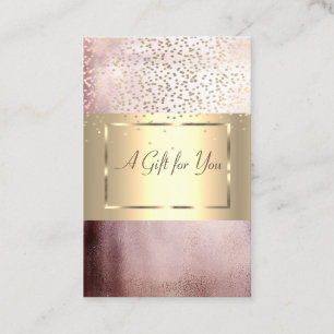 Elegant Modern Gold Frame, Confetti Rose Gold Discount Card