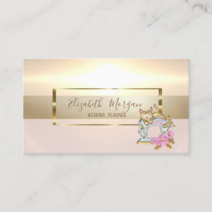 Elegant Modern Gold Frame Sewing Machine Cat Business Card