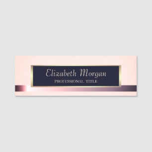 Elegant Modern,Gold Frame,Stripe Name Tag