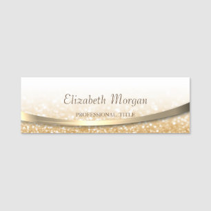 Elegant Modern, Gold Glitter Bokeh Name Tag