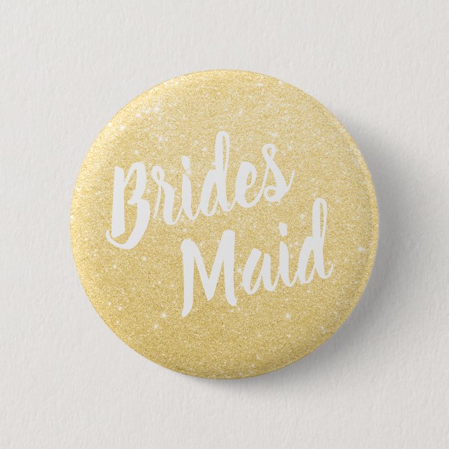 Elegant & modern  gold glitter bridesmaid wedding 6 cm round badge (Front)
