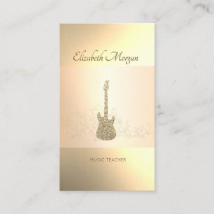 Elegant Modern, Gold Glitter Guitar, Music Teacher Business Card