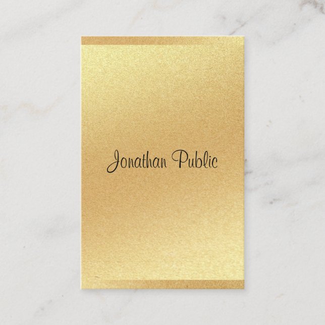 Elegant Modern Gold Glitter Handwritten Script Business Card (Front)