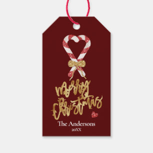 Elegant Modern Gold Glitter Merry Christmas Candy Gift Tags