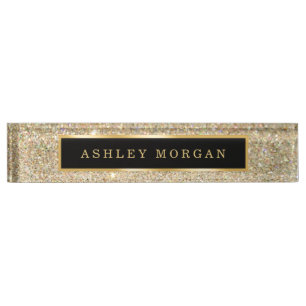 Elegant Modern Gold Glitter Sparkles Nameplate