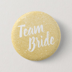 Elegant & modern gold glitter team bride wedding 6 cm round badge