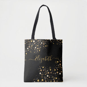 Elegant Modern Gold Glitter With Personal Name Tote Bag