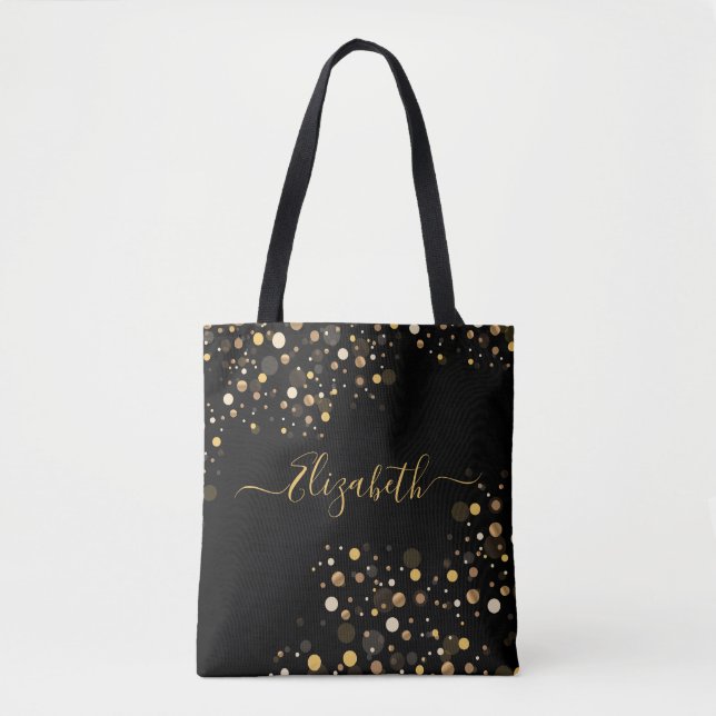 Elegant Modern Gold Glitter With Personal Name Tote Bag (Front)