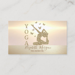 Elegant Modern Gold Glitter Women Yoga Instructor Business Card