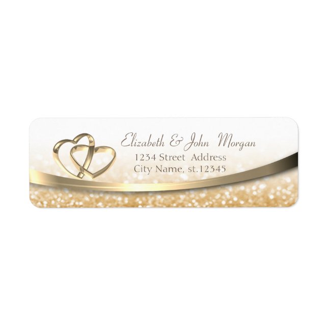Elegant Modern Gold  Glittery Bokeh,Hearts Rings (Front)