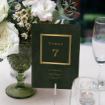 Elegant modern gold green wedding table number<br><div class="desc">Modern classic dark hunter green and gold frame trendy minimalist typography custom wedding table numbers on a vintage background. Matching wedding stationery is available in the collection. Please note that to order different numbers and lists you need to customise them and put them in the shopping cart one by one...</div>