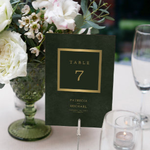 Elegant modern gold green wedding table number