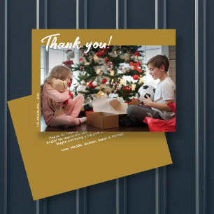 Elegant Modern Gold Holiday Photo Thank You Card