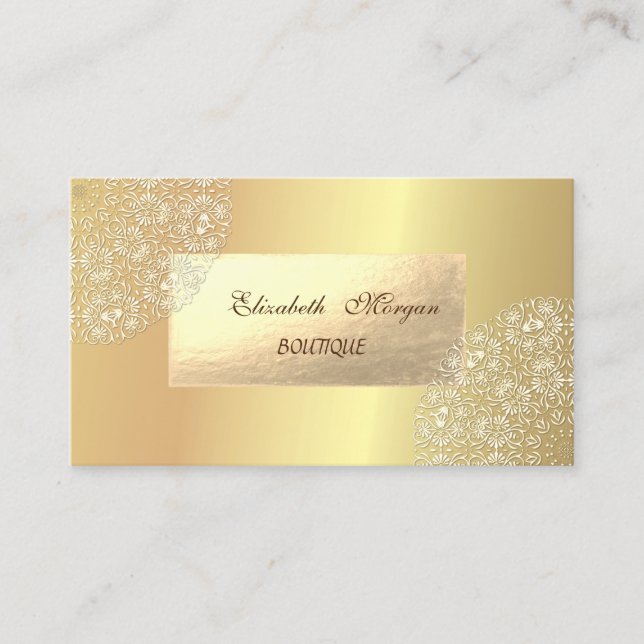 Elegant Modern , Gold , Lace Business Card (Front)