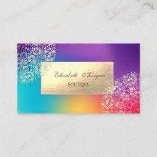 Elegant Modern Gold Lace Holographic Business Card