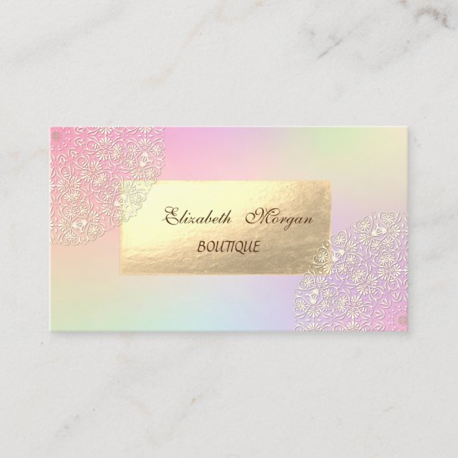 Elegant Modern Gold Lace Ombre Business Card (Front)