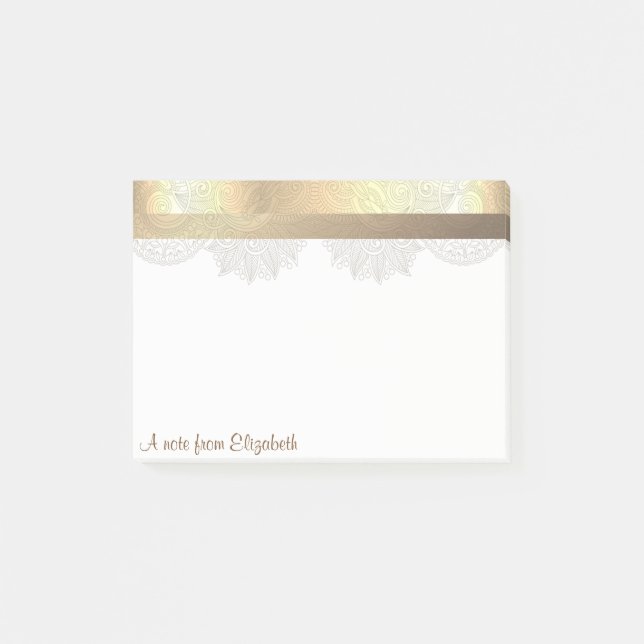 Elegant Modern Gold,Lace -  Personalised Post-it Notes (Front)