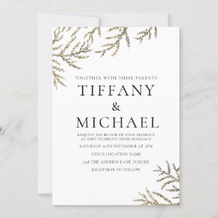 Elegant Modern Gold Leaf Wedding Invite