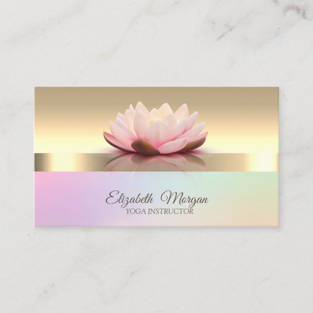 Elegant Modern Gold Lotus Flower Yoga Instructor Business Card (Front)