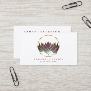 Elegant Modern Gold Lotus Logo Stylish Copper  Business Card