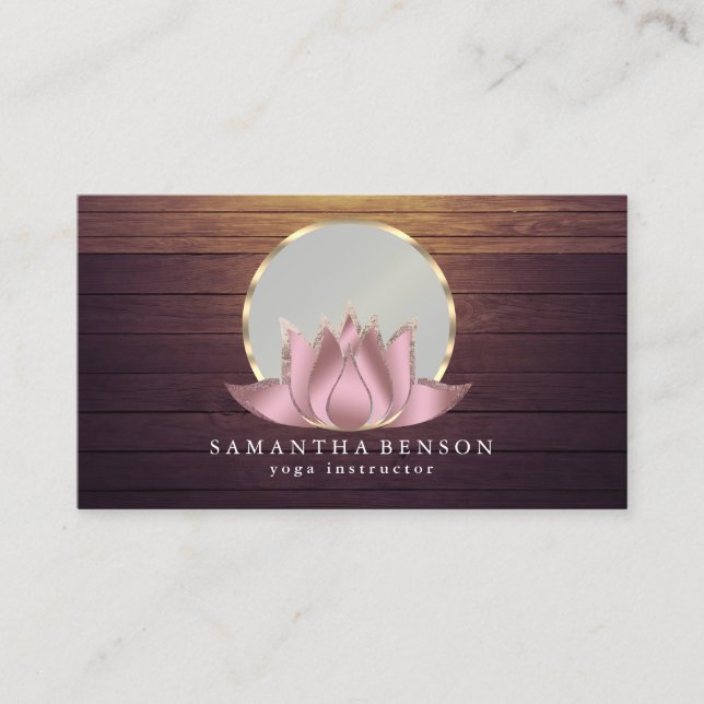 Elegant Modern Gold Lotus Logo Stylish Copper  Business Card (Front)
