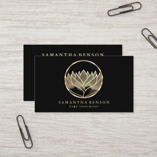 Elegant Modern Gold Lotus Logo Stylish Copper  Business Card