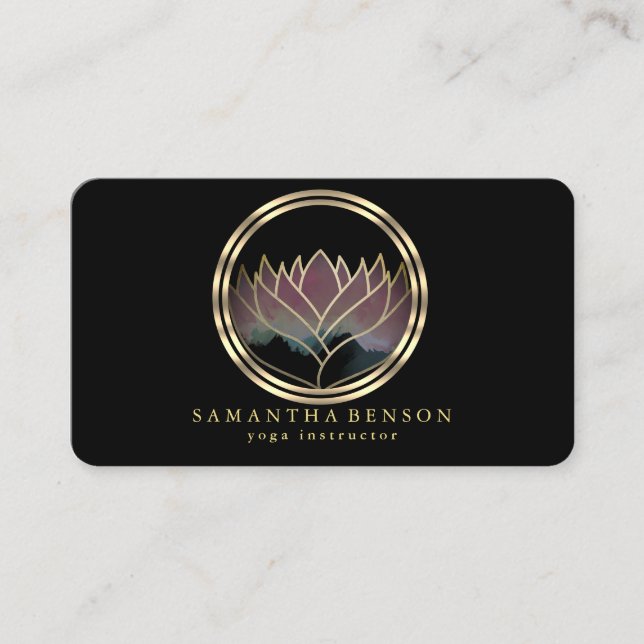 Elegant Modern Gold Lotus Logo Stylish Copper  Business Card (Front)