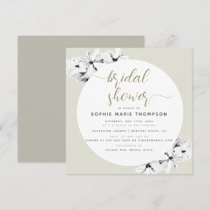 Elegant Modern Gold Magnolia Square Bridal Shower Invitation